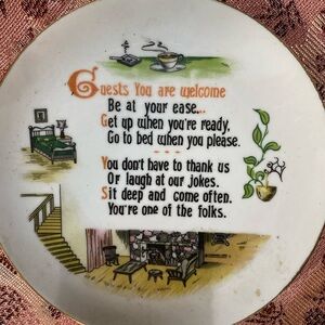Vintage Decorative Plate with Poem
